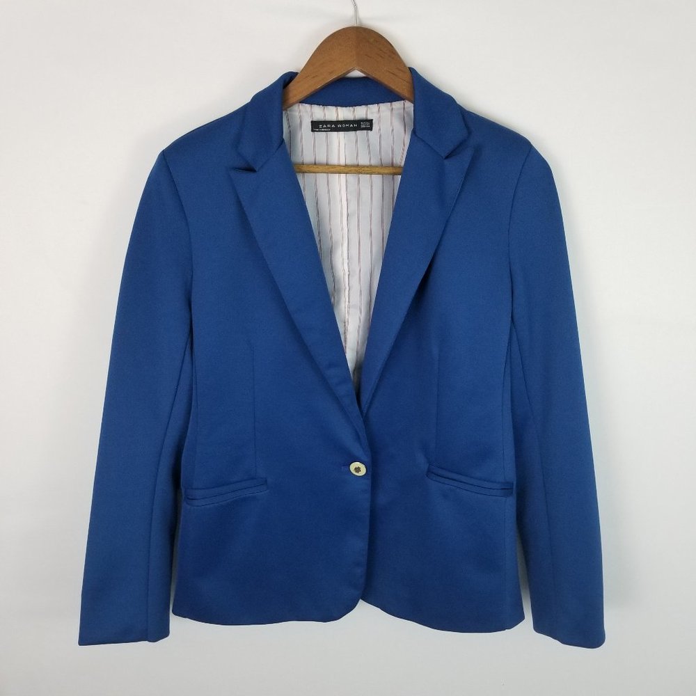 Zara Woman Royal Blue Long Sleeve Blazer Jacket